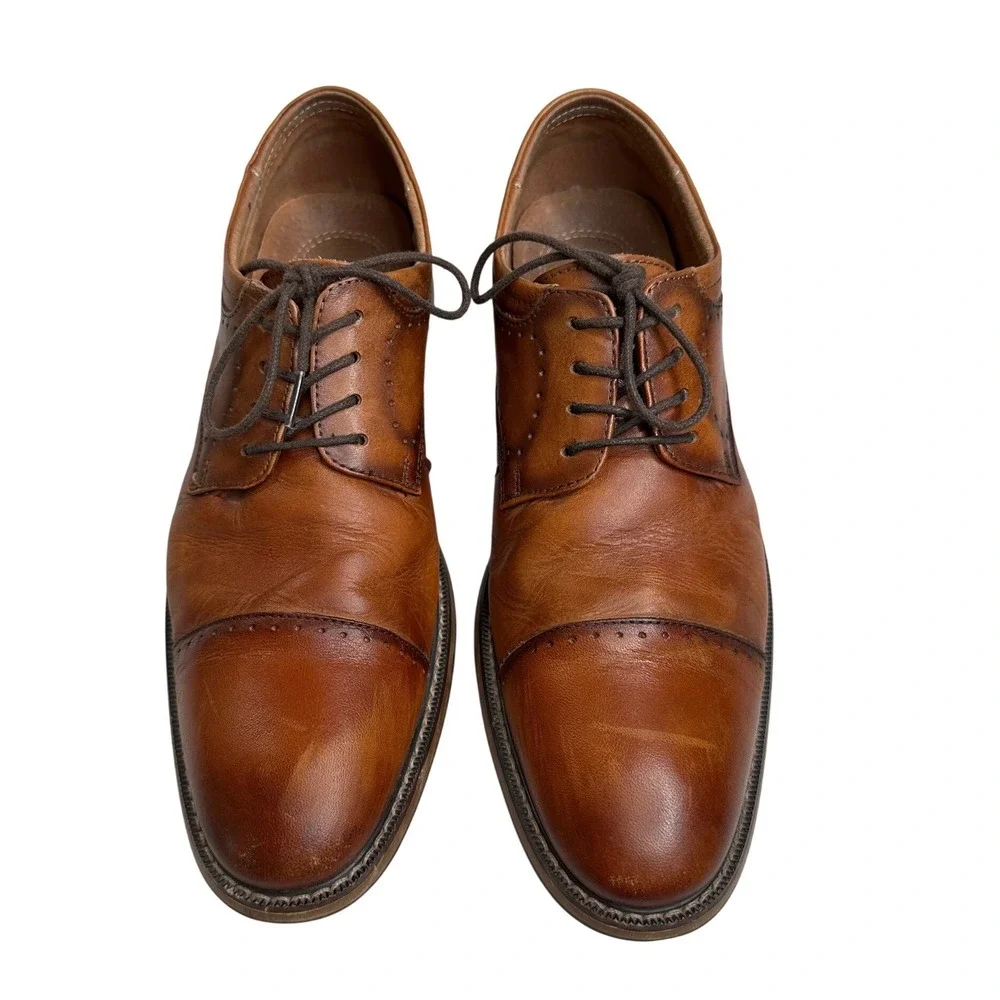 Stacy Adams‎ Men's Tan Leather Cap Toe Oxford Dress Shoes 25304-221 Brown 8.5M